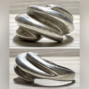 Vintage Designer Signed Sterling Silver Modernist Dome Band Ring, Size 5.5, 9g